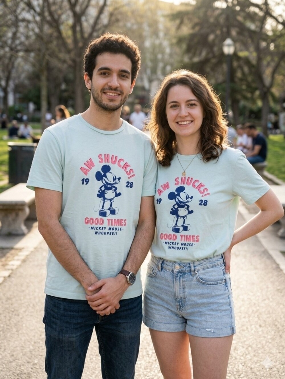 H&M White Crewneck Graphic Tee with Disney Tag
